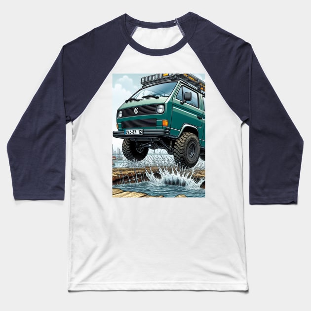 van in a puddle Baseball T-Shirt by Poodel